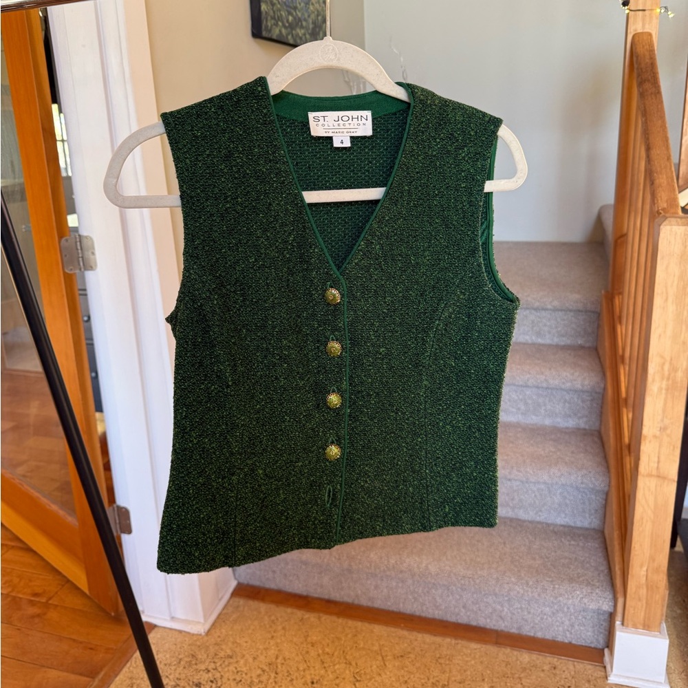 St. John Green Buttoned Vest